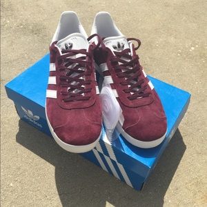 Burgundy Adidas Gazelles-